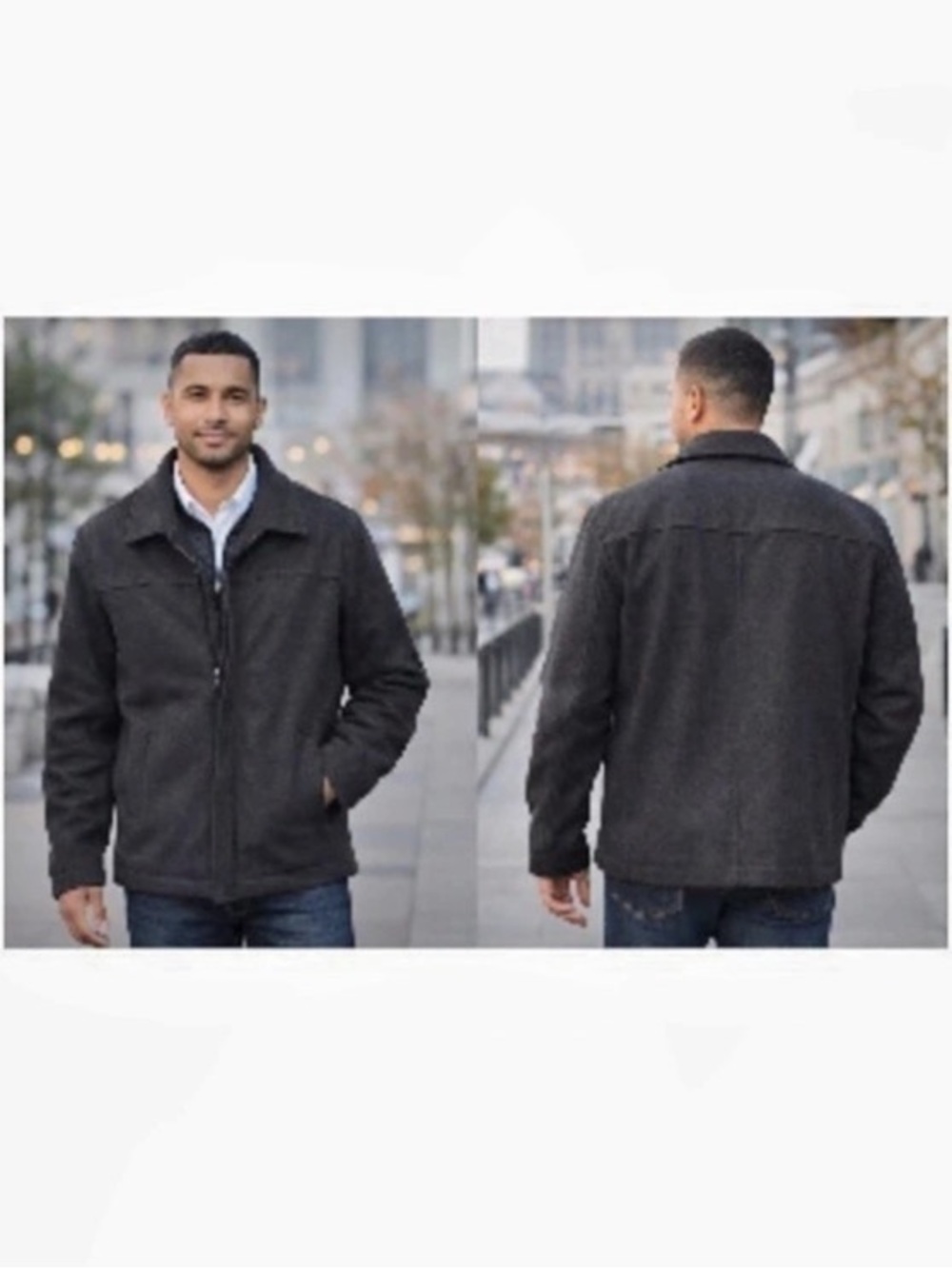 DOCKERS Charcoal Grey Wool Jacket Quilted Lining Menโs Size XXL